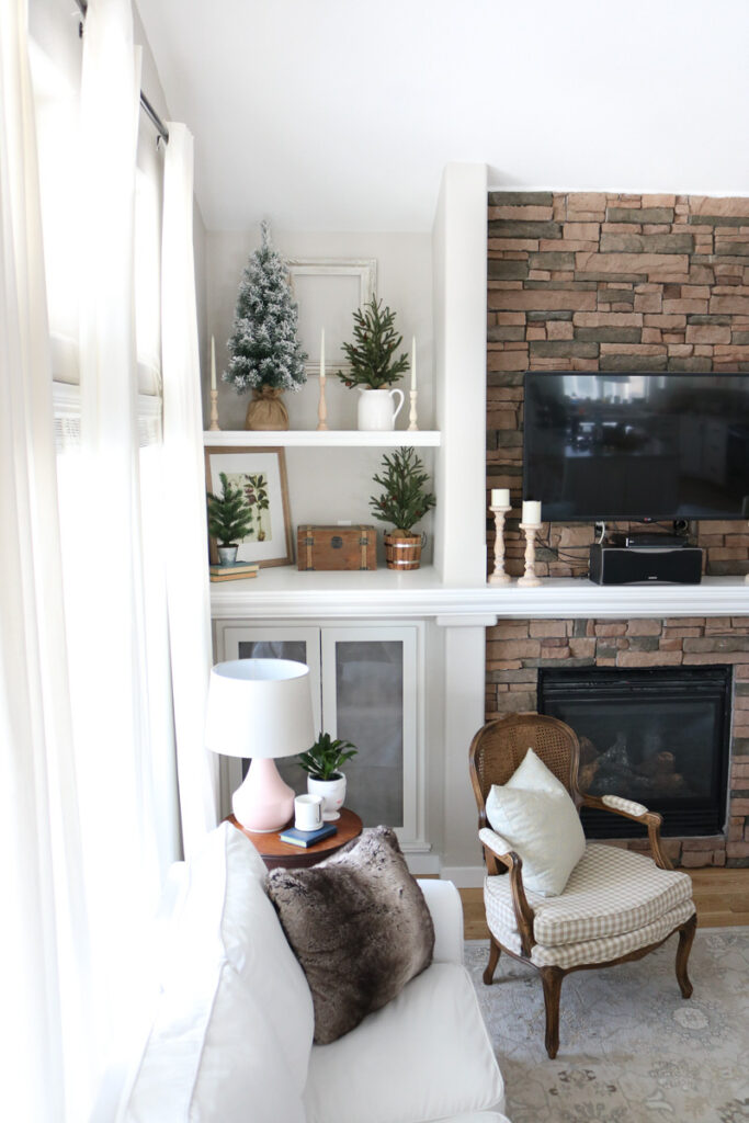 Living room with built-in shelving