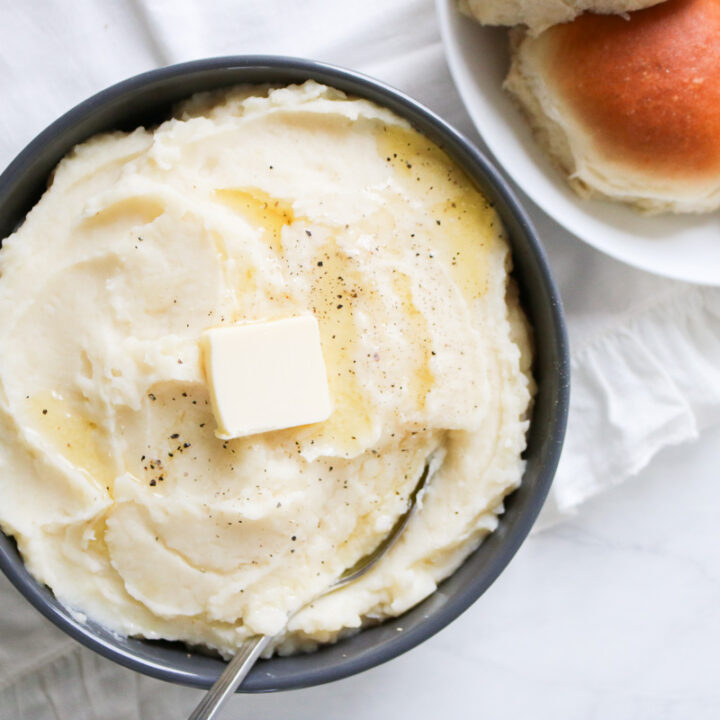mashed potatoes with a pat of butter on top