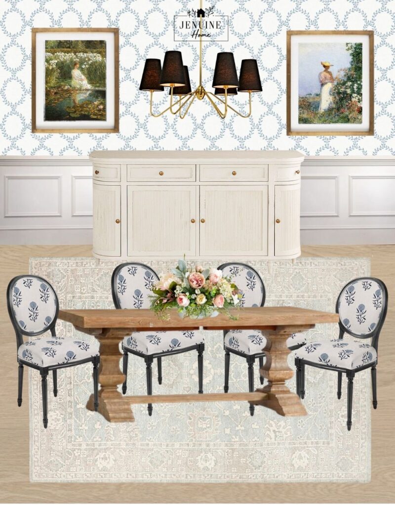 dining room design board with furniture