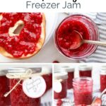 raspberry freezer jam with text overlay